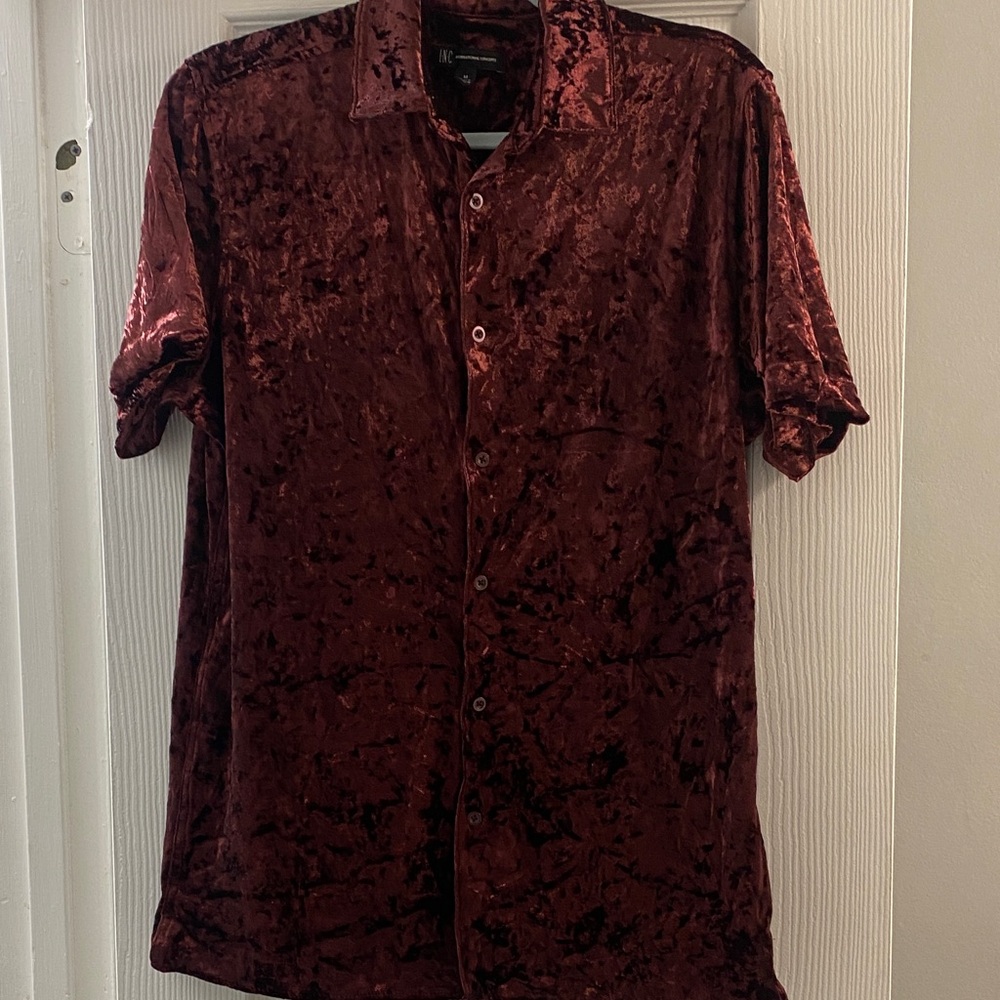 INC International Concepts Velvet Burgundy Shirt